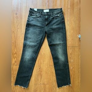 Mother straight fit faded black jeans